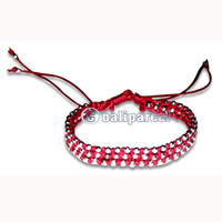 Bracelet, Handmade From Cotton String And Glasbead.