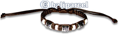 Bracelet, Handmade From Cotton String And Glasbead.