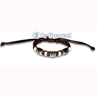 Bracelet, Handmade From Cotton String And Glasbead.