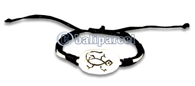 Bracelet, Handmade From Cotton String, Leather And Bone.