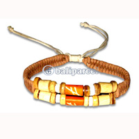 Bracelet, Handmade From Cotton String And Bamboo 