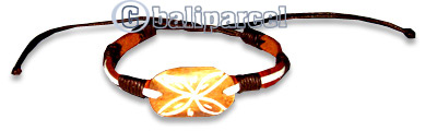 Bracelet, Handmade From Cotton String, Leather And Bone.