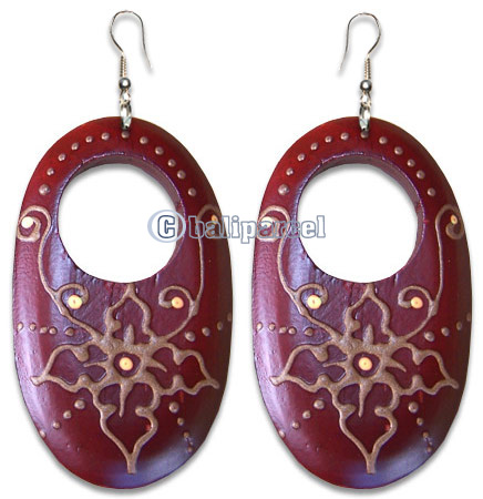 Wooden Earring, Handmade From Sono Wood With Hand Painted.