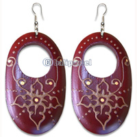 Wooden Earring, Handmade From Sono Wood With Hand Painted.