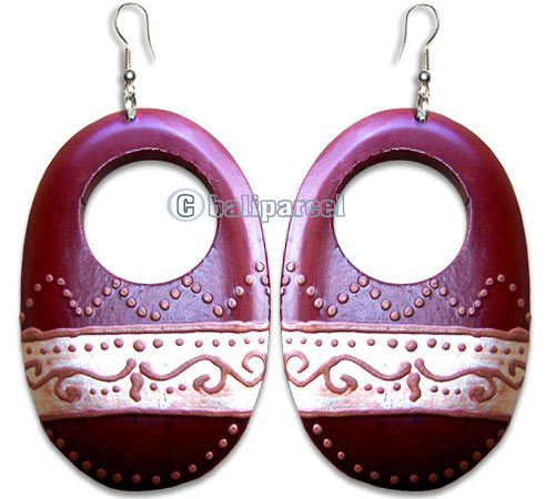 Wooden Earring, Handmade From Sono Wood With Hand Painted.