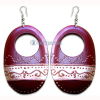 Wooden Earring, Handmade From Sono Wood With Hand Painted.