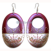 Wooden Earring, Handmade From Sono Wood With Hand Painted.