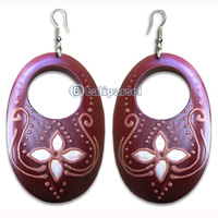 Wooden Earring, Handmade From Sono Wood With Hand Painted.