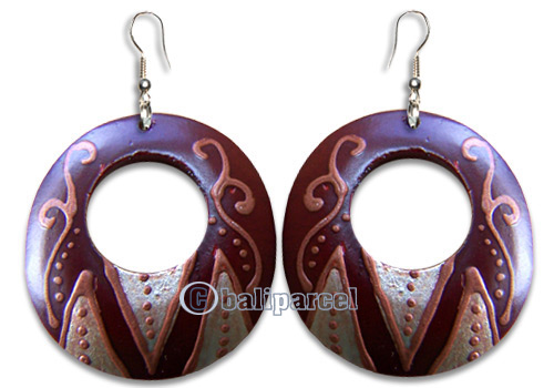 Wooden Earring, Handmade From Sono Wood With Hand Painted.