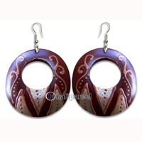 Wooden Earring, Handmade From Sono Wood With Hand Painted.