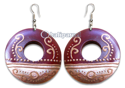 Wooden Earring, Handmade From Sono Wood With Hand Painted.