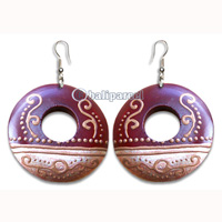 Wooden Earring, Handmade From Sono Wood With Hand Painted.