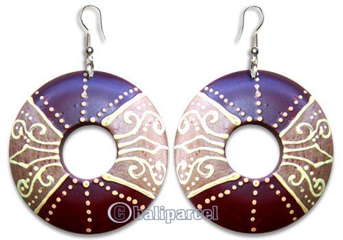 Wooden Earring, Handmade From Sono Wood With Hand Painted.
