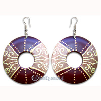 Wooden Earring, Handmade From Sono Wood With Hand Painted.