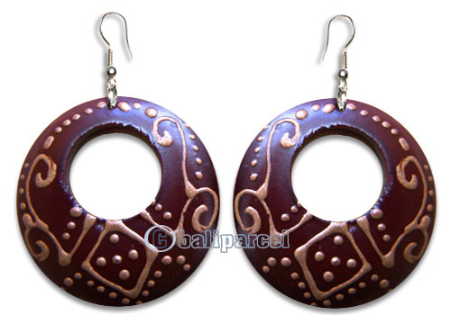 Wooden Earring, Handmade From Sono Wood With Hand Painted.
