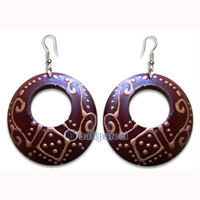 Wooden Earring, Handmade From Sono Wood With Hand Painted.