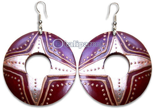 Wooden Earring, Handmade From Sono Wood With Hand Painted.