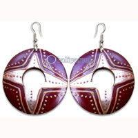 Wooden Earring, Handmade From Sono Wood With Hand Painted.