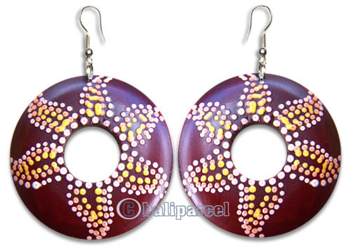 Wooden Earring, Handmade From Sono Wood With Hand Painted.