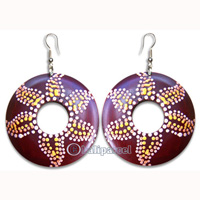 Wooden Earring, Handmade From Sono Wood With Hand Painted.