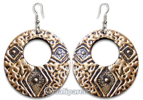 Wooden Earring, Handmade From Sono Wood With Hand Painted.