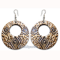 Wooden Earring, Handmade From Sono Wood With Hand Painted.