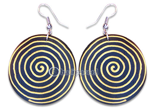 Wooden Earring, Handmade From Sono Wood With Hand Painted.