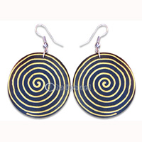 Wooden Earring, Handmade From Sono Wood With Hand Painted.