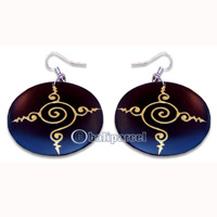 Wooden Earring, Handmade From Sono Wood With Hand Painted.