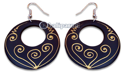 Wooden Earring, Handmade From Sono Wood With Hand Painted.