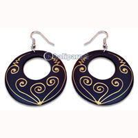 Wooden Earring, Handmade From Sono Wood With Hand Painted.