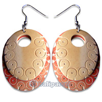 Wooden Earring, Handmade From With Coconut Wood.