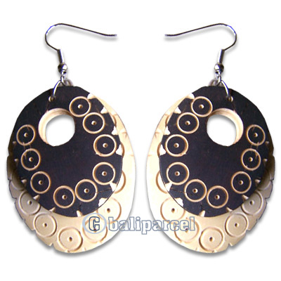 Wooden Earring, Handmade From With Coconut Wood.