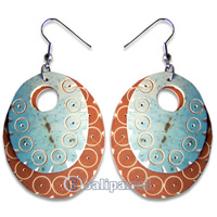 Wooden Earring, Handmade From With Coconut Wood.