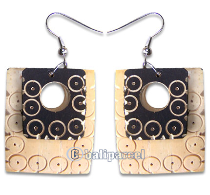 Wooden Earring, Handmade From With Coconut Wood.