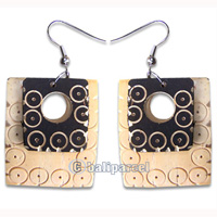 Wooden Earring, Handmade From With Coconut Wood.