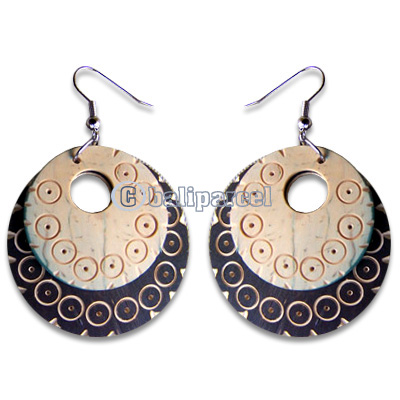 Wooden Earring, Handmade From With Coconut Wood.