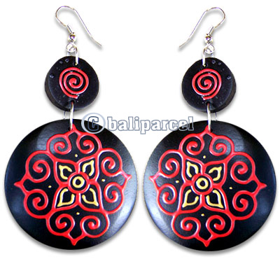 Wooden Earring, Handmade From Sono Wood With Hand Painted.