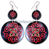 Wooden Earring, Handmade From Sono Wood With Hand Painted.