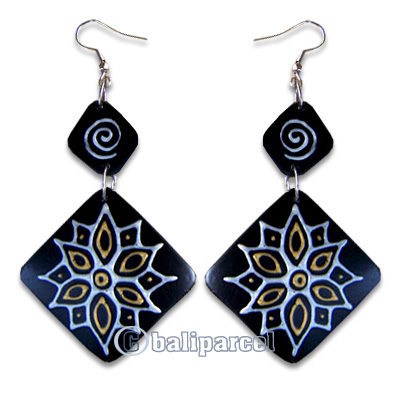 Wooden Earring, Handmade From Sono Wood With Hand Painted.