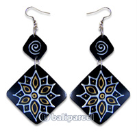Wooden Earring, Handmade From Sono Wood With Hand Painted.