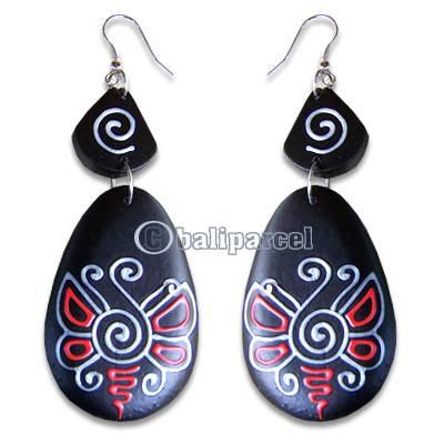 Wooden Earring, Handmade From Sono Wood With Hand Painted.