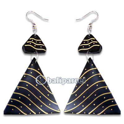 Wooden Earring, Handmade From Sono Wood With Hand Painted.