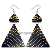Wooden Earring, Handmade From Sono Wood With Hand Painted.