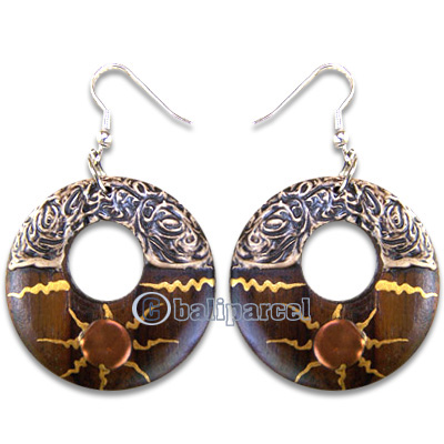 Wooden Earring, Handmade From Sono Wood With Hand Painted.
