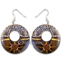 Wooden Earring, Handmade From Sono Wood With Hand Painted.