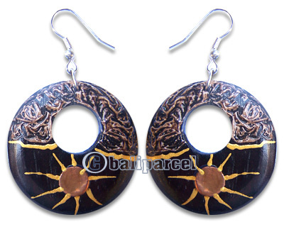 Wooden Earring, Handmade From Sono Wood With Hand Painted.
