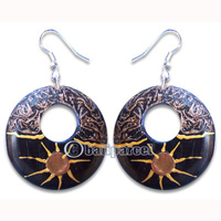 Wooden Earring, Handmade From Sono Wood With Hand Painted.