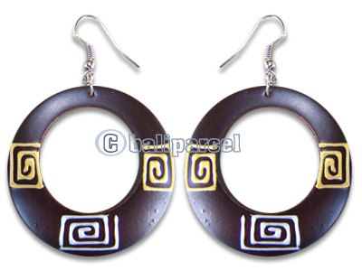 Wooden Earring, Handmade From Sono Wood With Hand Painted.