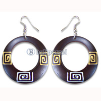 Wooden Earring, Handmade From Sono Wood With Hand Painted.